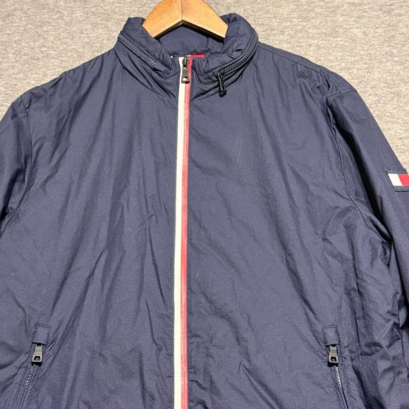 Tommy Hilfiger Men's Navy Windbreaker Jacket NWOT FullZip Hooded Size Large - Picture 2 of 15